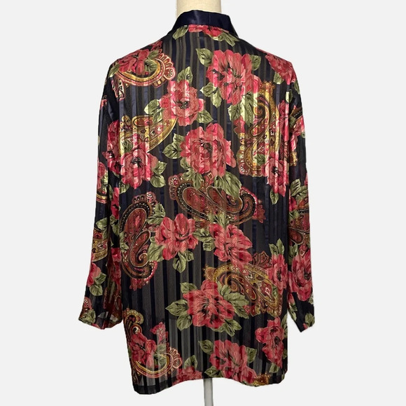 Victoria’s Secret Pajama Top Gold Label Loungewear Medium Floral Semi Sheer - Picture 3 of 10